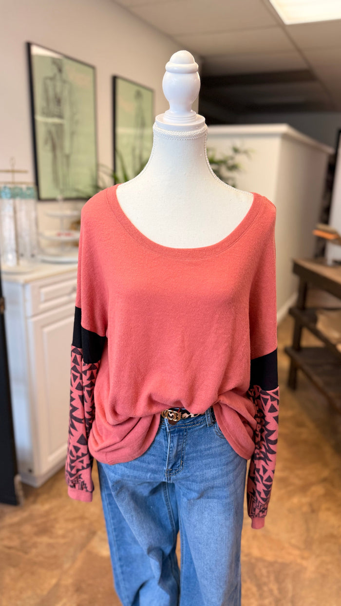 # 7 - Pink Geometric Long Sleeve | S | SAMPLE SALE