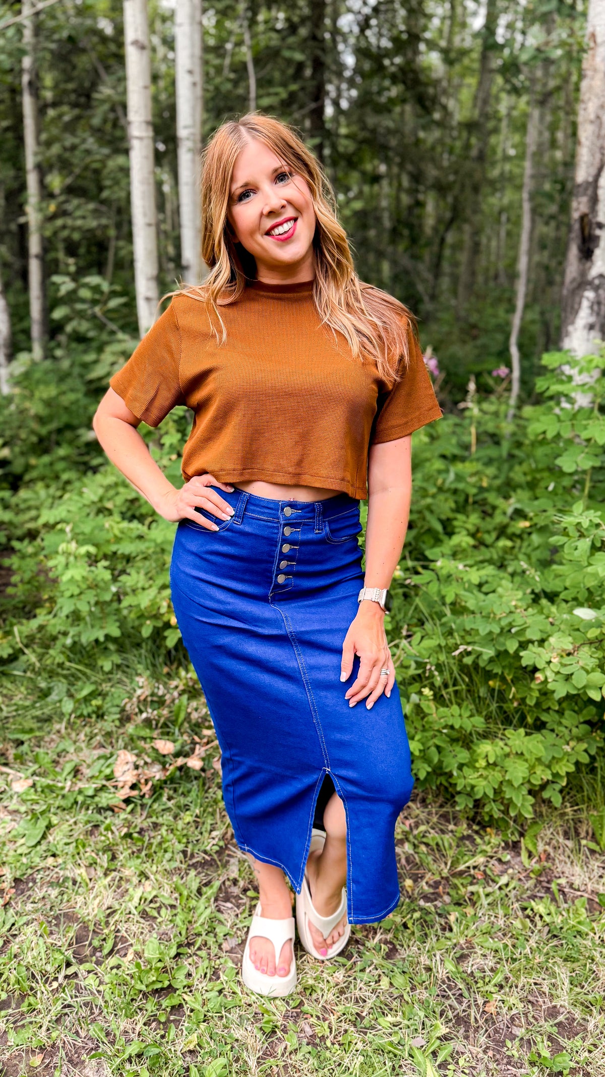 Jenny Denim Maxi Skirt | Button Fly