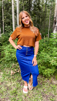 Jenny Denim Maxi Skirt | Button Fly