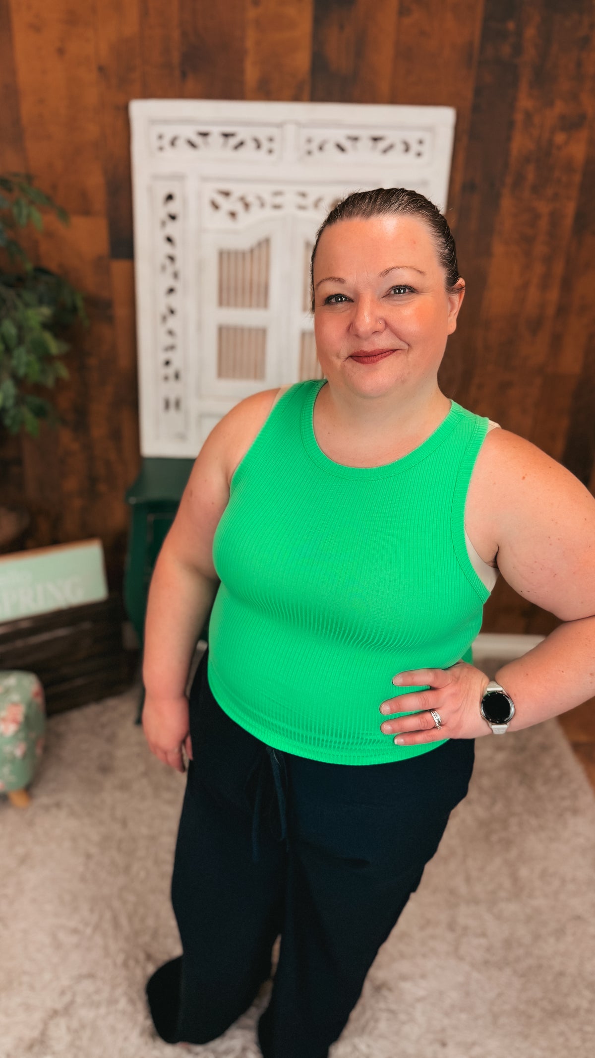 Victoria Ribbed Tank Top | Mint