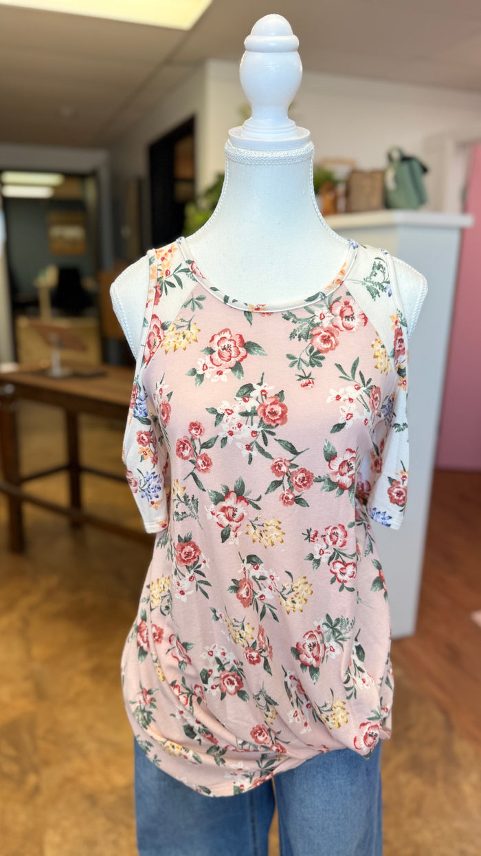 32 Blush Floral Cold Shoulder | M | SAMPLE SALE