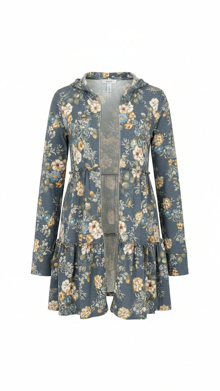 Paige Floral Zip Cardigan | Blue