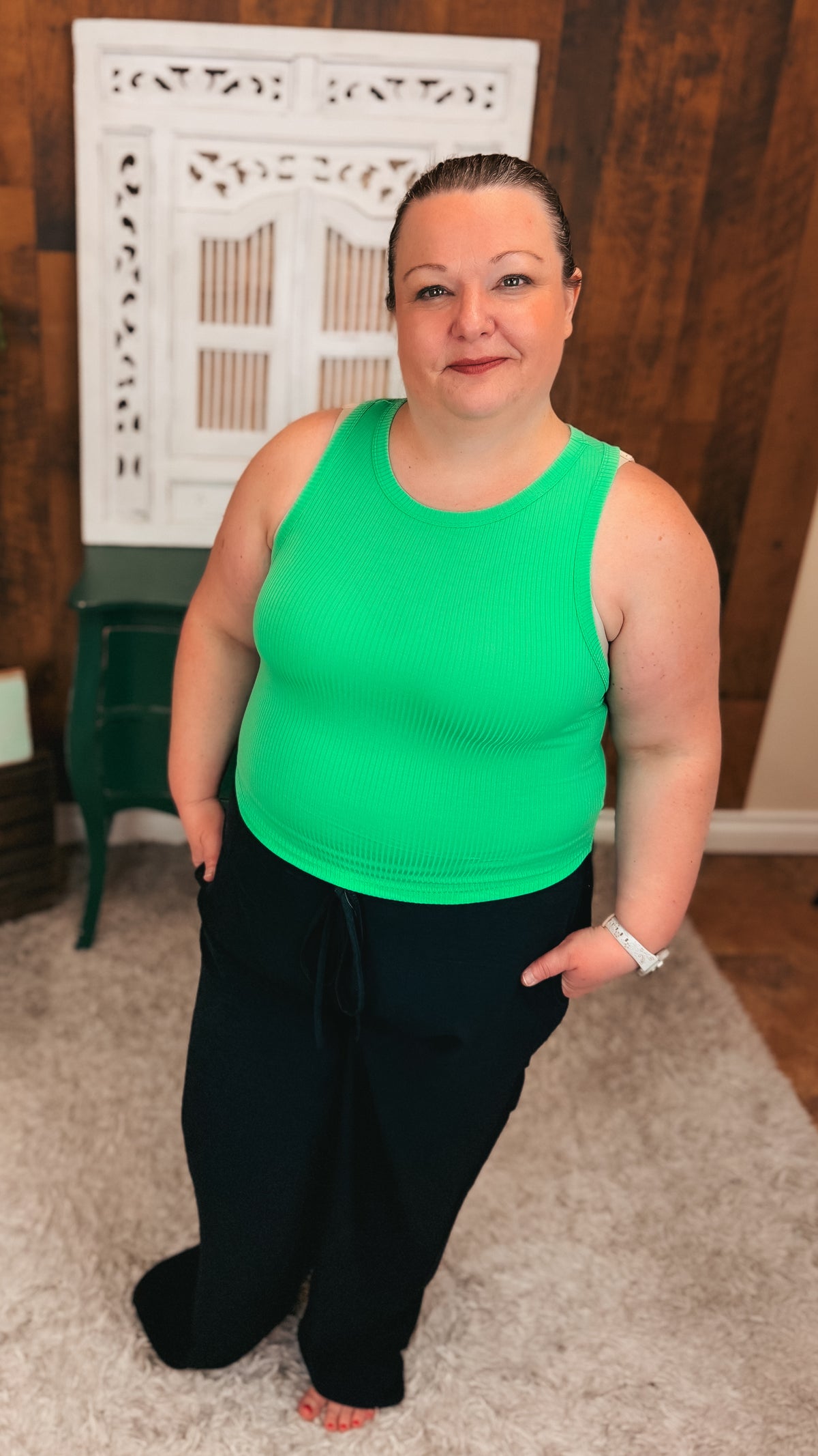Victoria Ribbed Tank Top | Mint