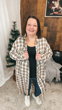 Mariska Plaid Button Down Cardigan | Brown