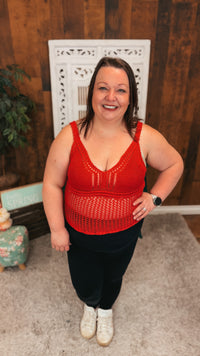 Aislynne Crochet Tank Top | Red
