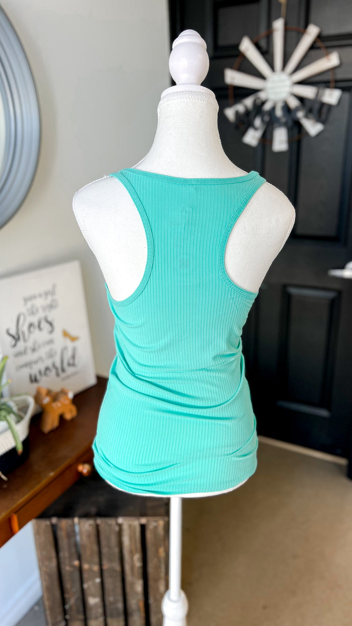 Rynlee Ribbed Tank Top: Mint