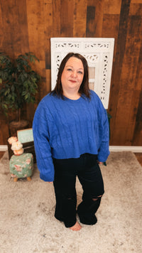 Nancy Cable Knit Sweater | Blue