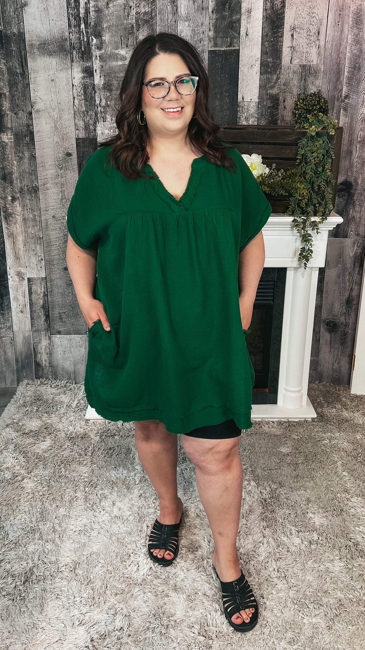 Elaiah Linen Dress: Green