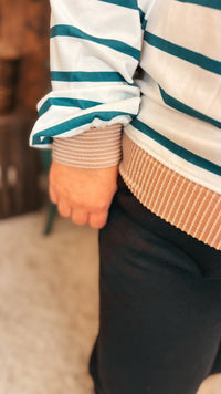 Mariah Stripe Long Sleeve | Teal & Ivory