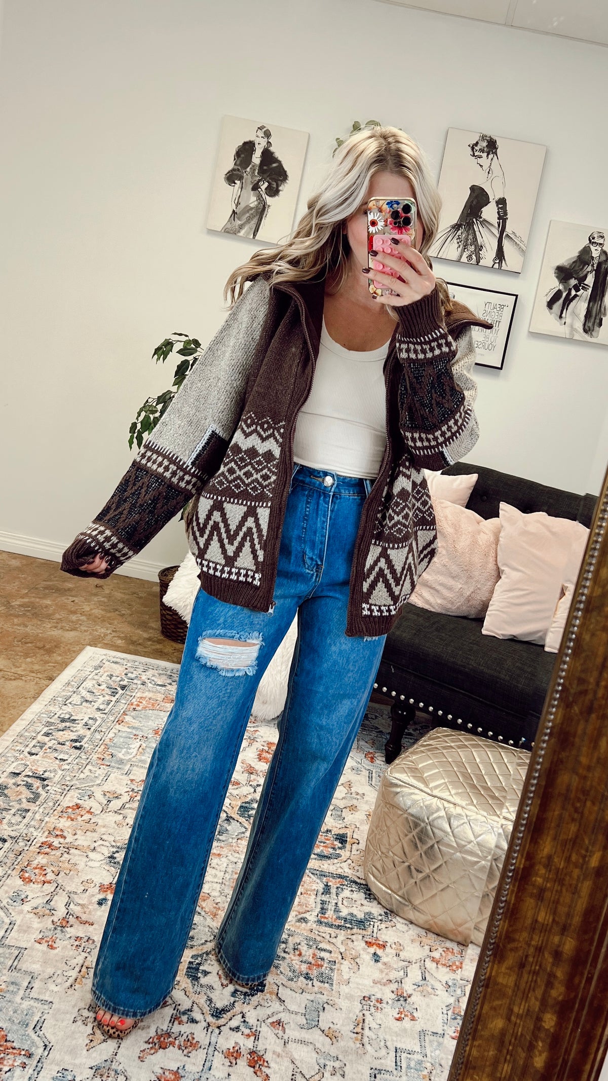 Zoey Zip Knit Jacket | Chocolate Brown