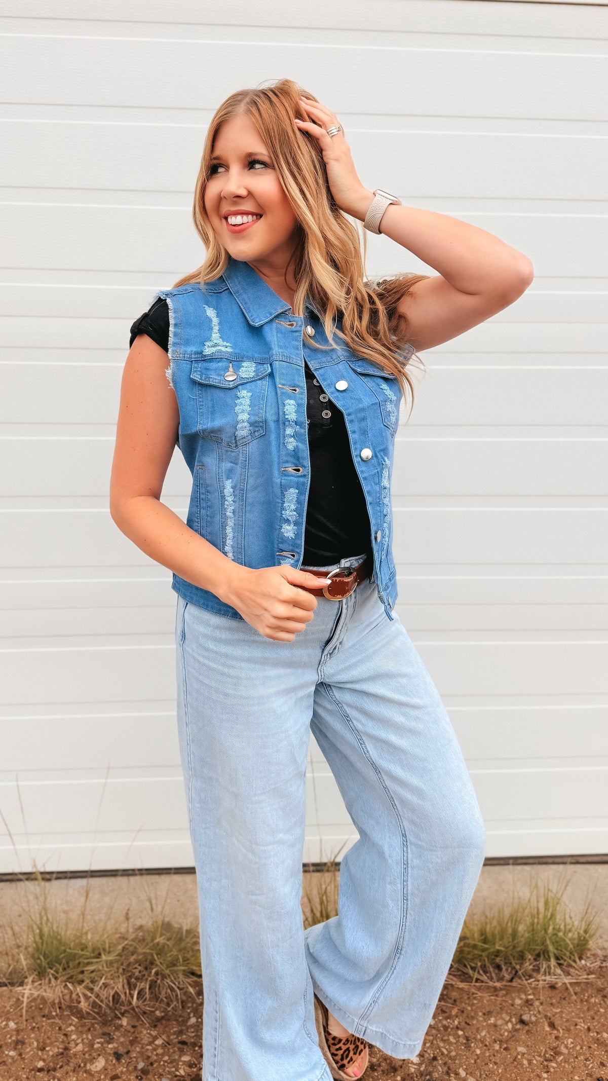 Roxy Denim Vest | Light Blue