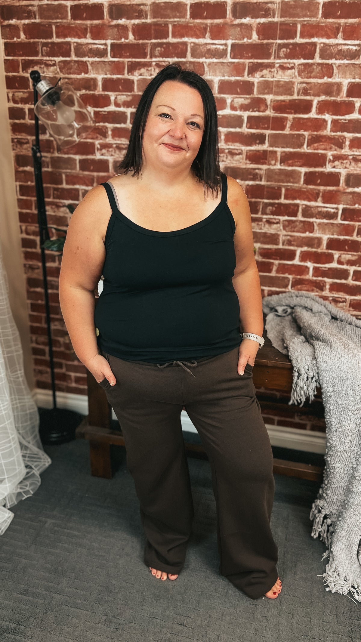 Jodie Wide Leg Jogging Pants | Brown