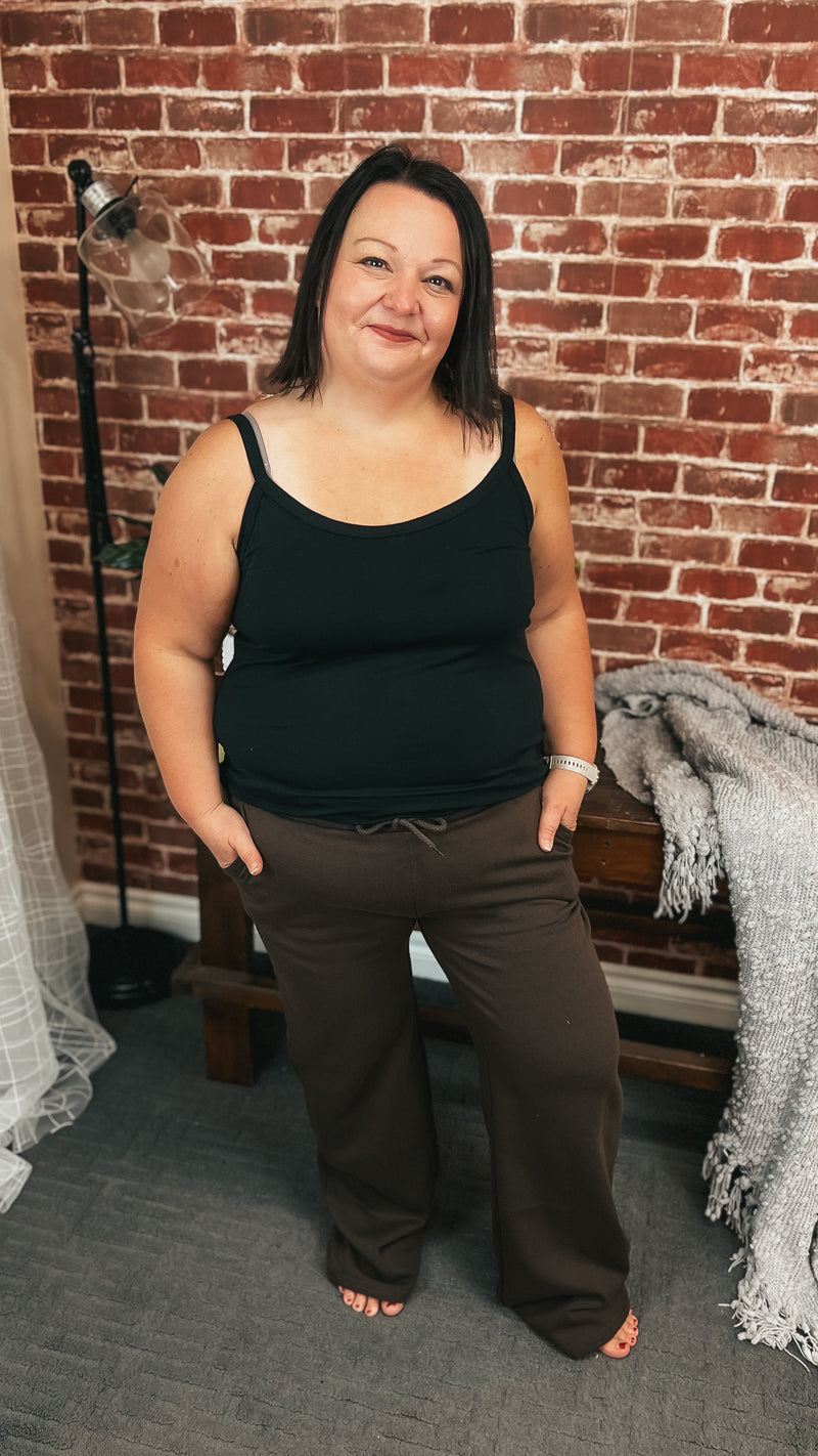 Jodie Wide Leg Jogging Pants | Brown