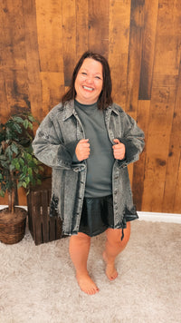 Ronin Distressed Denim Jacket | Washed Black