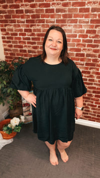 Fiona Bubble Sleeve Dress | Black