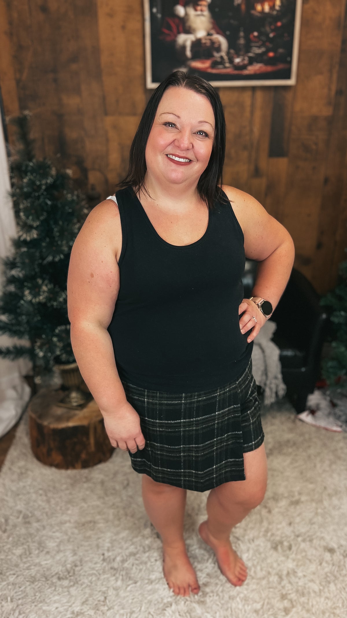 Sophia Fleece Skort | Black & Olive