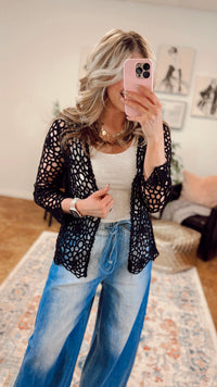 Donna Crochet Cardigan | Black