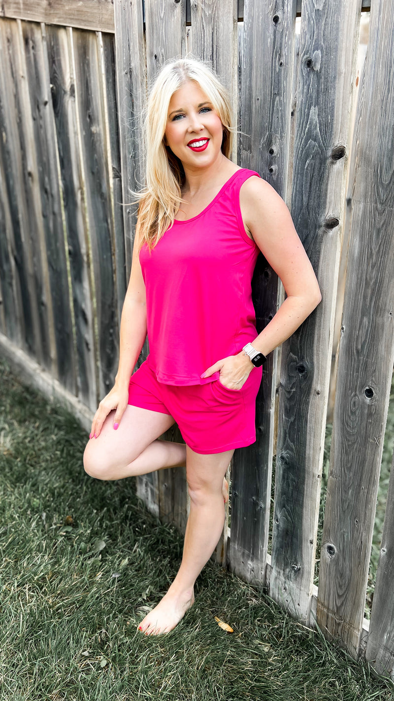 Payton Tank Top Short Set | Fuchsia
