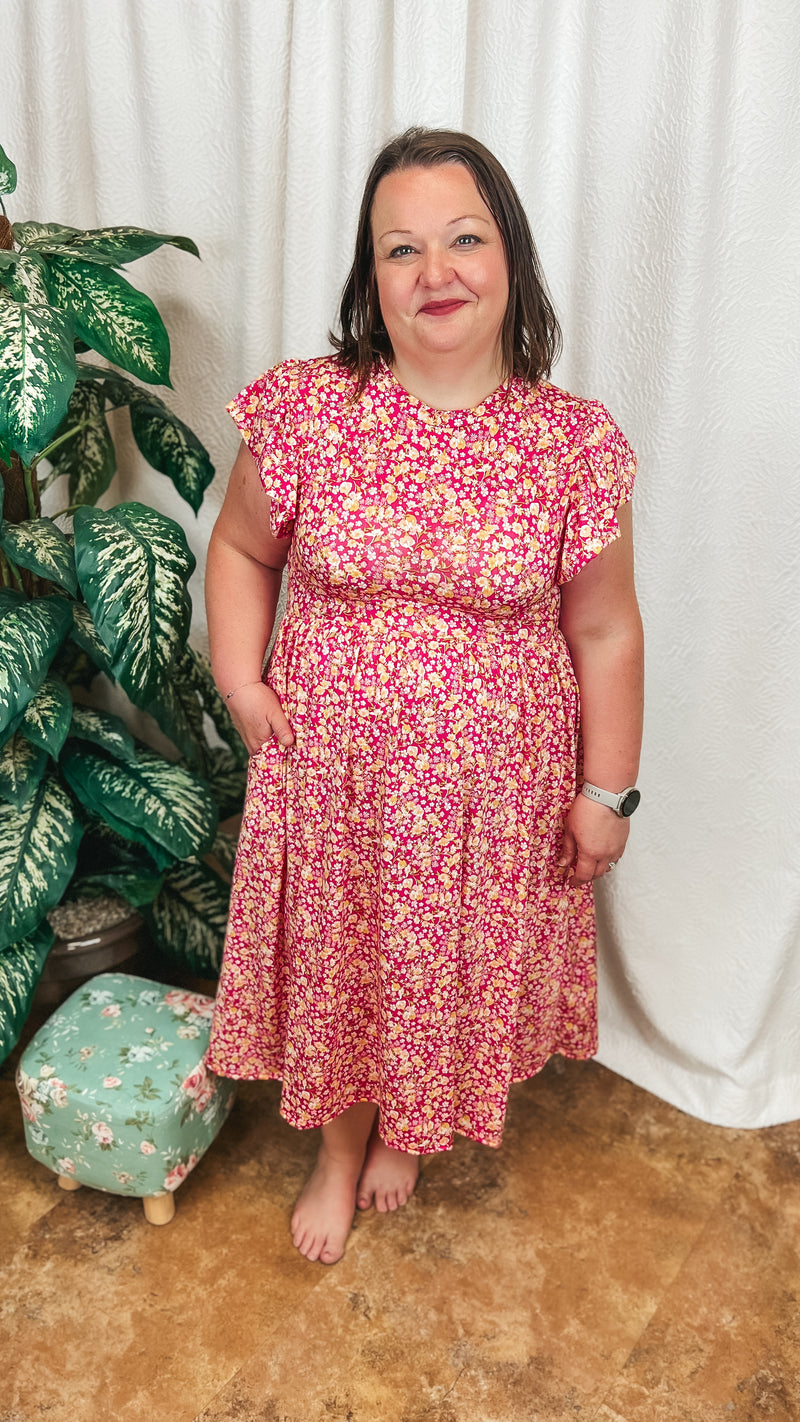 Victoria Floral Sundress: Fuchsia