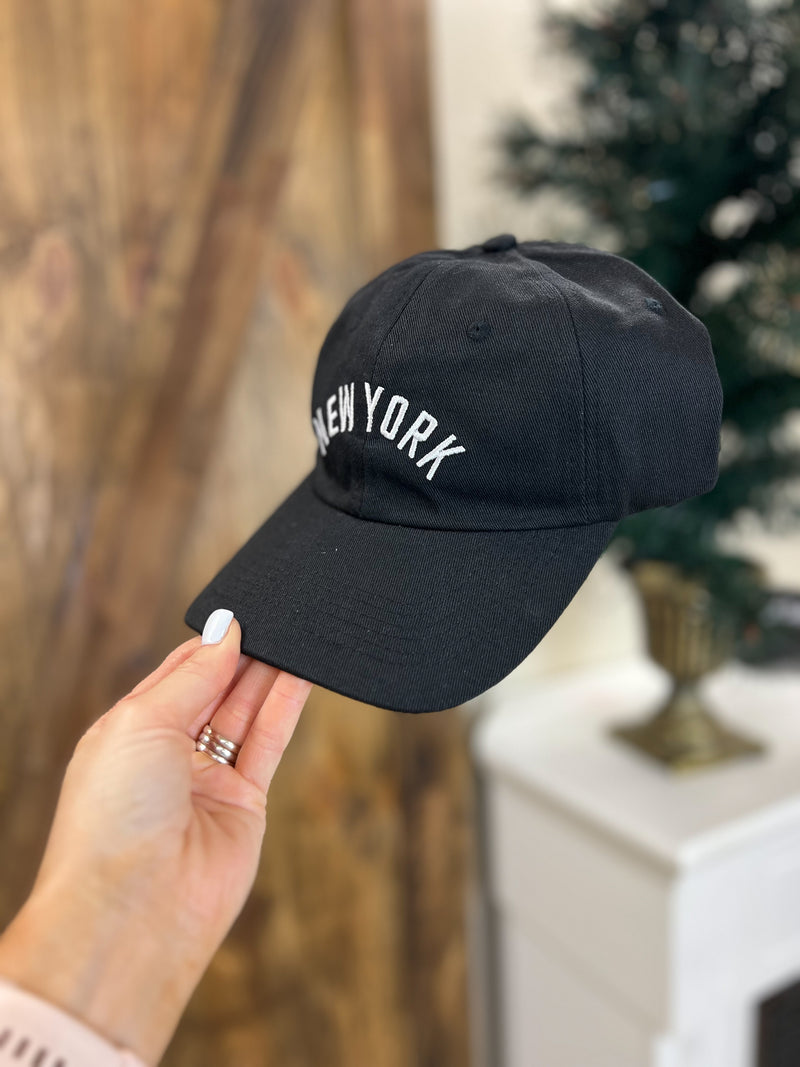 New York Baseball Hat: Black