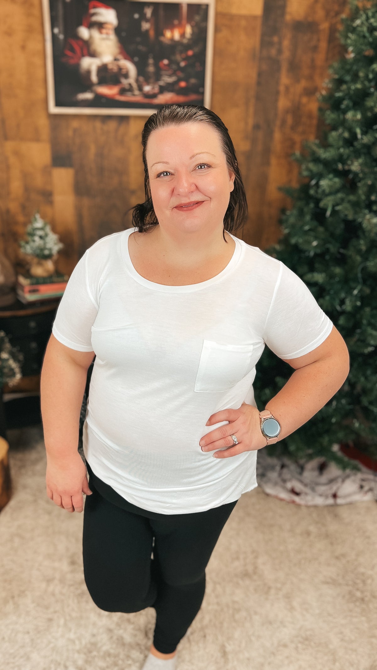 Laura Heathered Tee | White