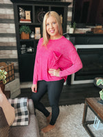 Lisa Ribbed Long Sleeve: Hot Pink
