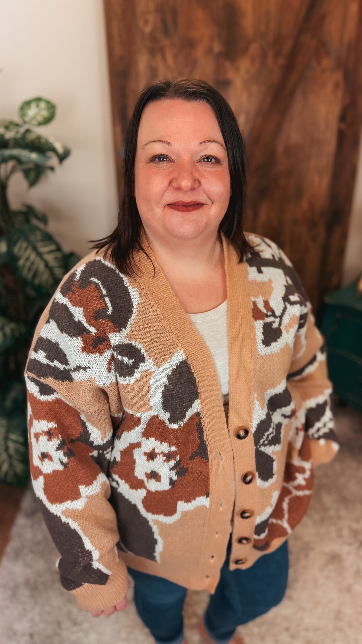 Jessica Floral Cardigan | Taupe