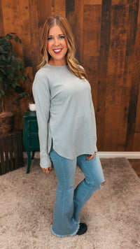 Leslie Waffle Long Sleeve | Light Grey