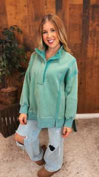 Charlene Snap Sweatshirt | Sea Green