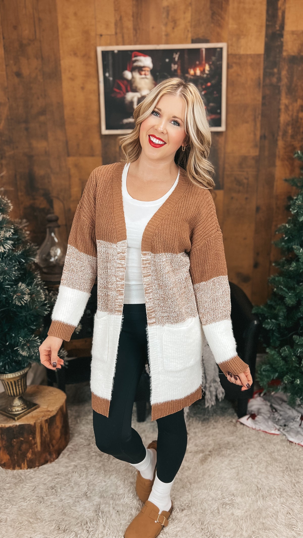 Helen Knit Cardigan | Brown & Ivory