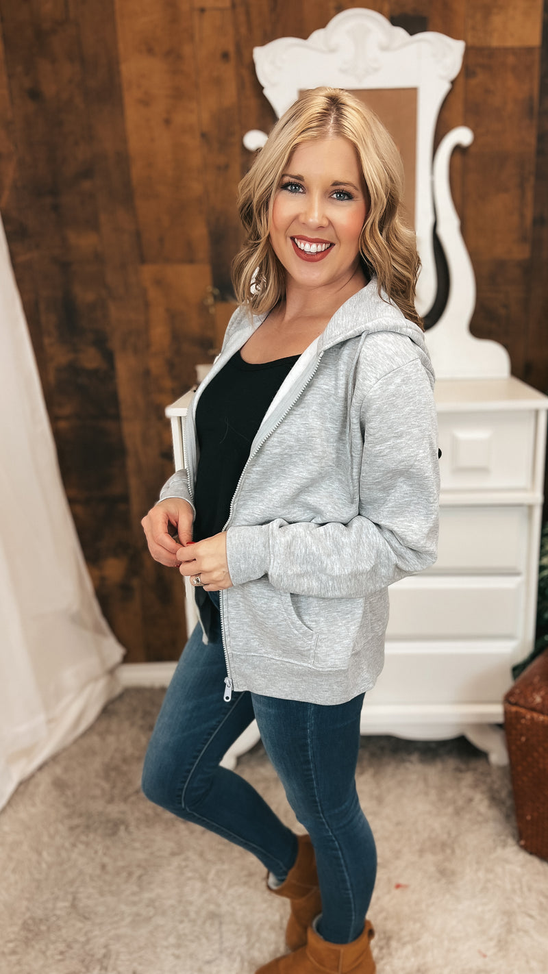 Layne Zip Hoodie: Grey