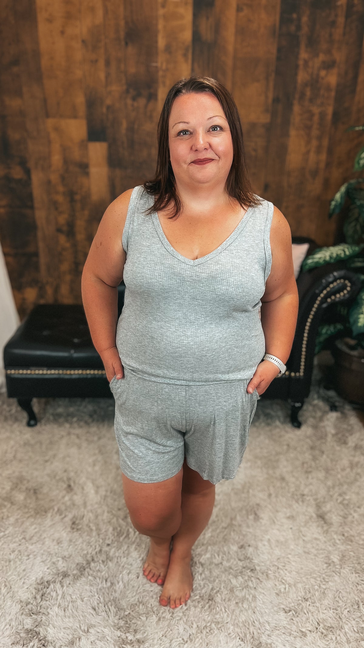 Tiffany Shorts Romper | Grey