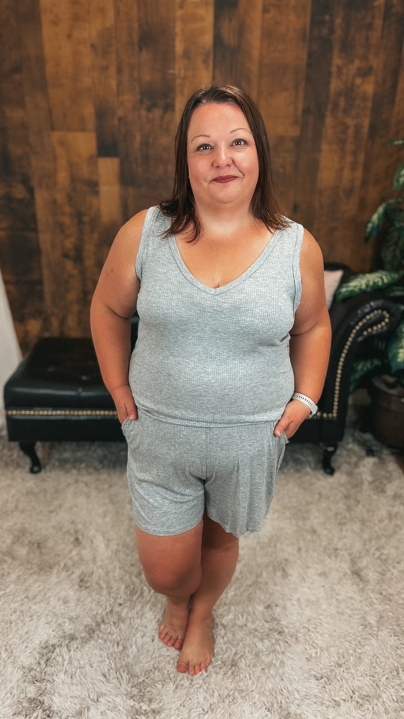 Tiffany Shorts Romper | Grey