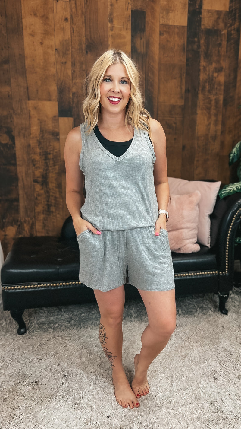 Tiffany Shorts Romper | Grey