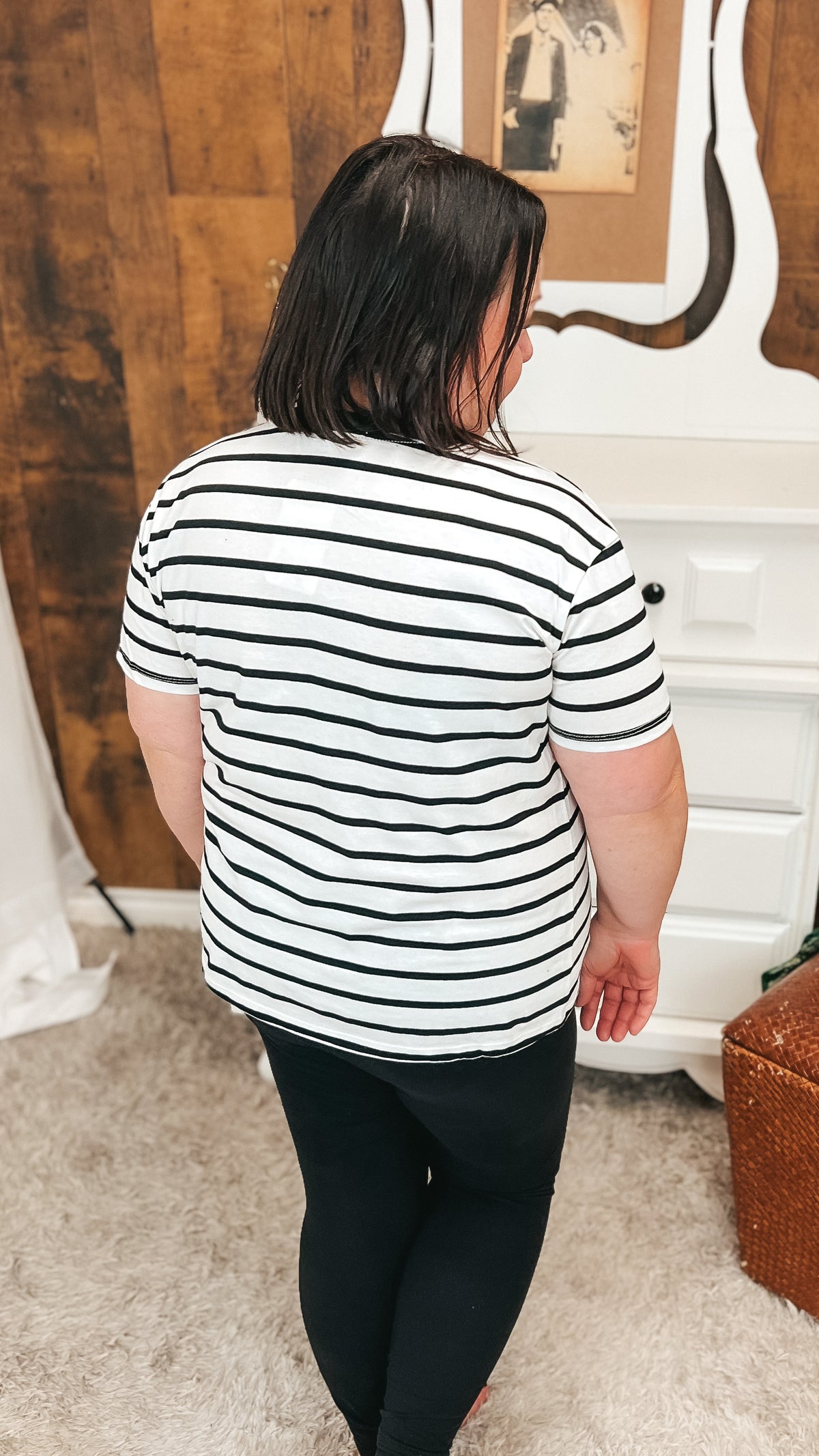 Brittany Striped Tee | Black & Ivory