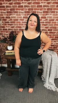 Harlow Wide Leg Cargo Jogging Pants | Charcoal