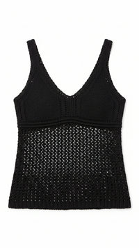 Aislynne Crochet Tank Top | Black
