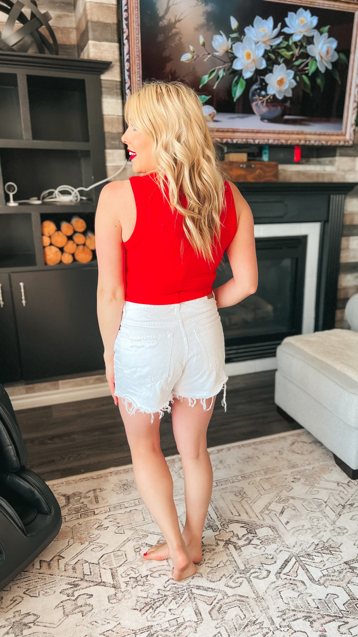 Tamara Ribbed Tank Top: Ruby