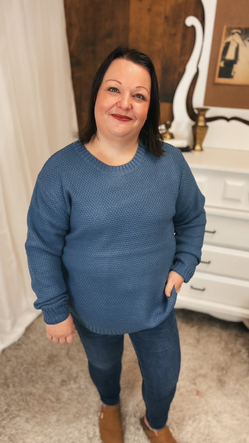 Scarlett Knit Sweater: Dusty Blue