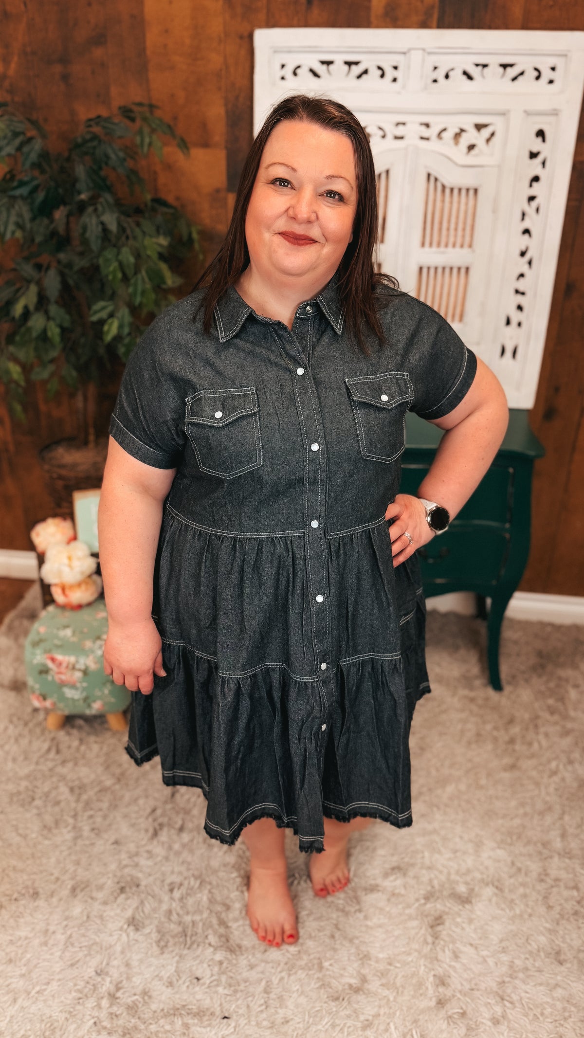 Ava Denim Dress | Charcoal