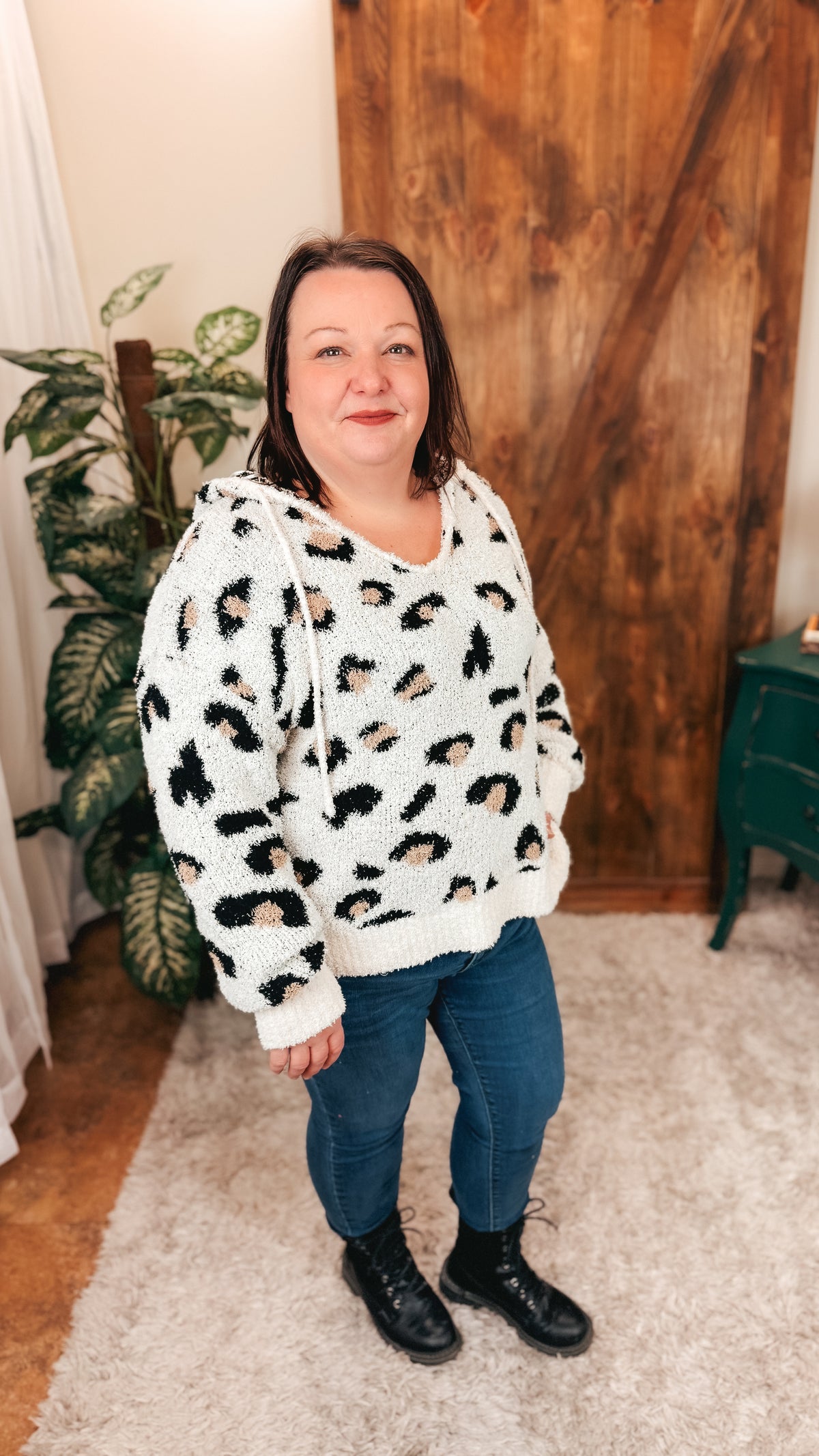 Karen Leopard Print Hoodie | Cream