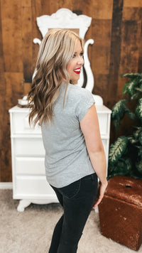 Melanie Ribbed Tee | Heather Grey