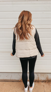 Tori Puffer Vest | Sand Beige