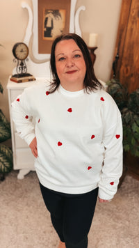 Liza Heart Crewneck | Ivory