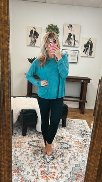 Melanie Ribbed Long Sleeve: Light Teal *SALE*