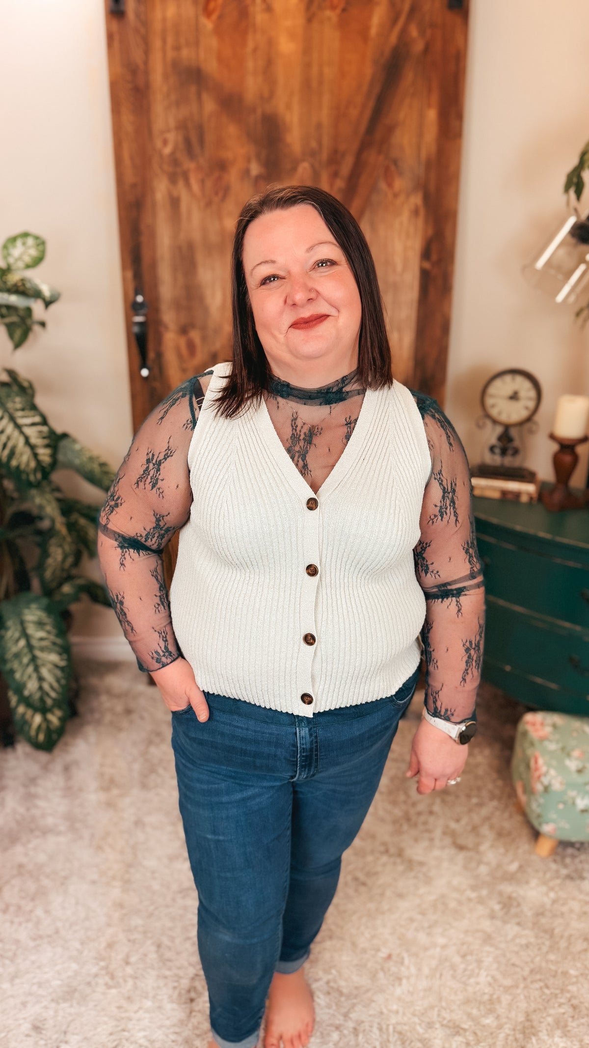 Rosalind Lace Top | Dark Green