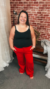 Jodie Wide Leg Jogging Pants | Red
