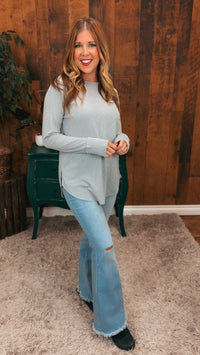 Leslie Waffle Long Sleeve | Light Grey