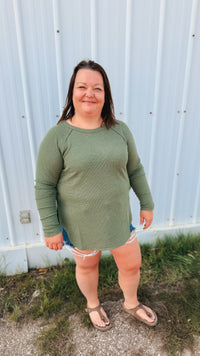 Leslie Waffle Long Sleeve | Army Green