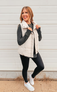 Tori Puffer Vest | Sand Beige